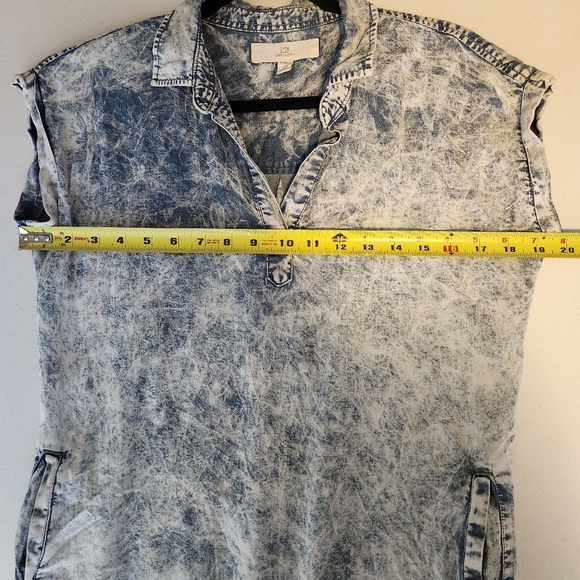Thread & Supply Acid Wash Chambray Shirt Mini Dress Pockets Coastal Denim Xs - Picture 7 of 10